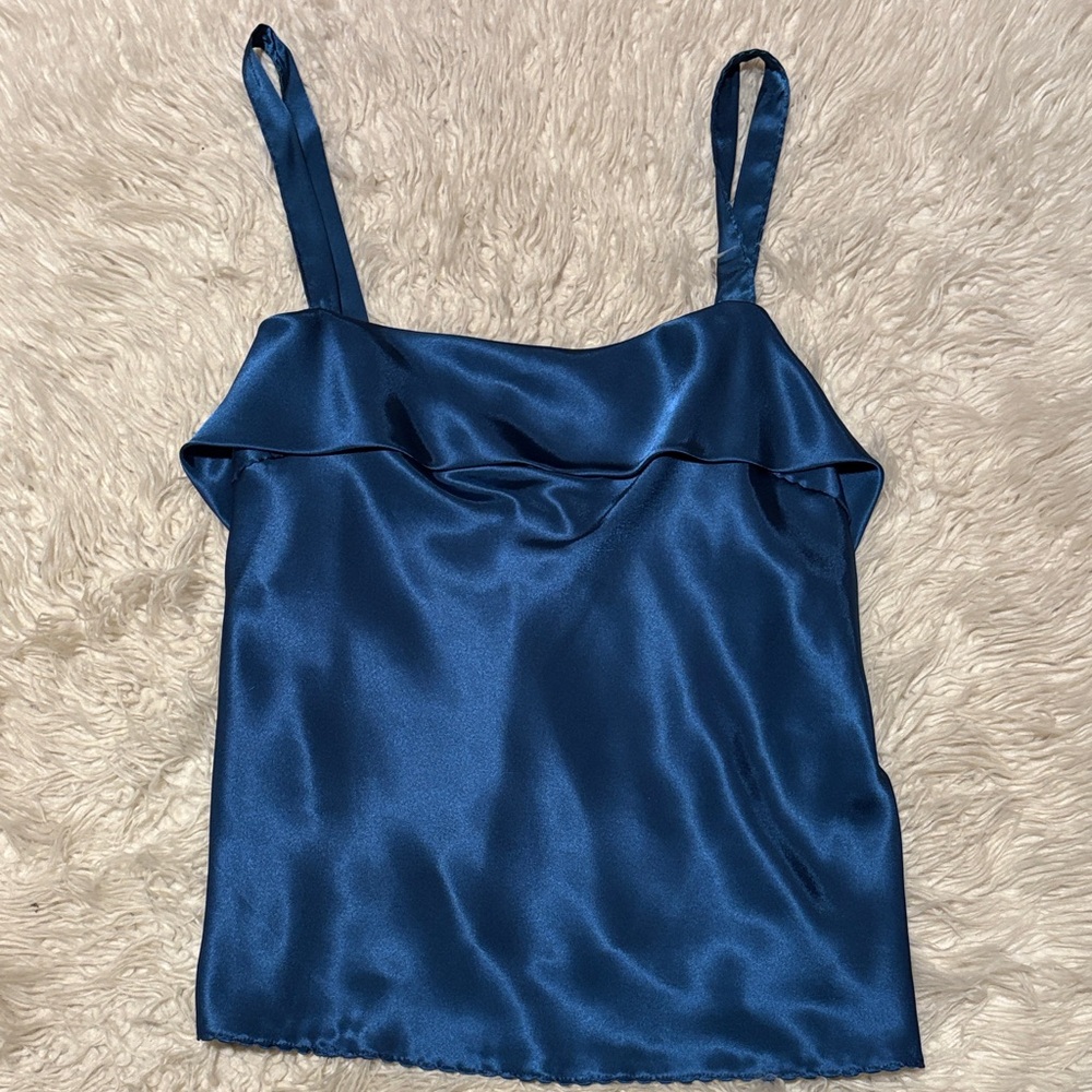 Vintage Blue Satin Women's Top